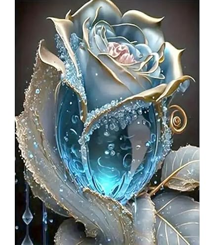 GDYEEH 5D Diamant Painting Blaue Rosen – DIY Kit 30x40 Cm, Für Erwachsene & Anfänger