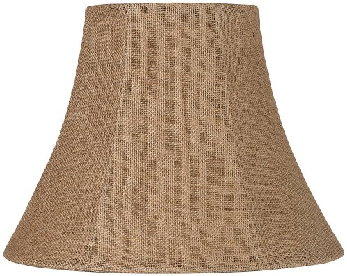 Natural Burlap Large Bell Lamp Shade 7" Top x 14" Bottom x 10.5" High (Spider) Replacement with Harp and Finial - Springcrest