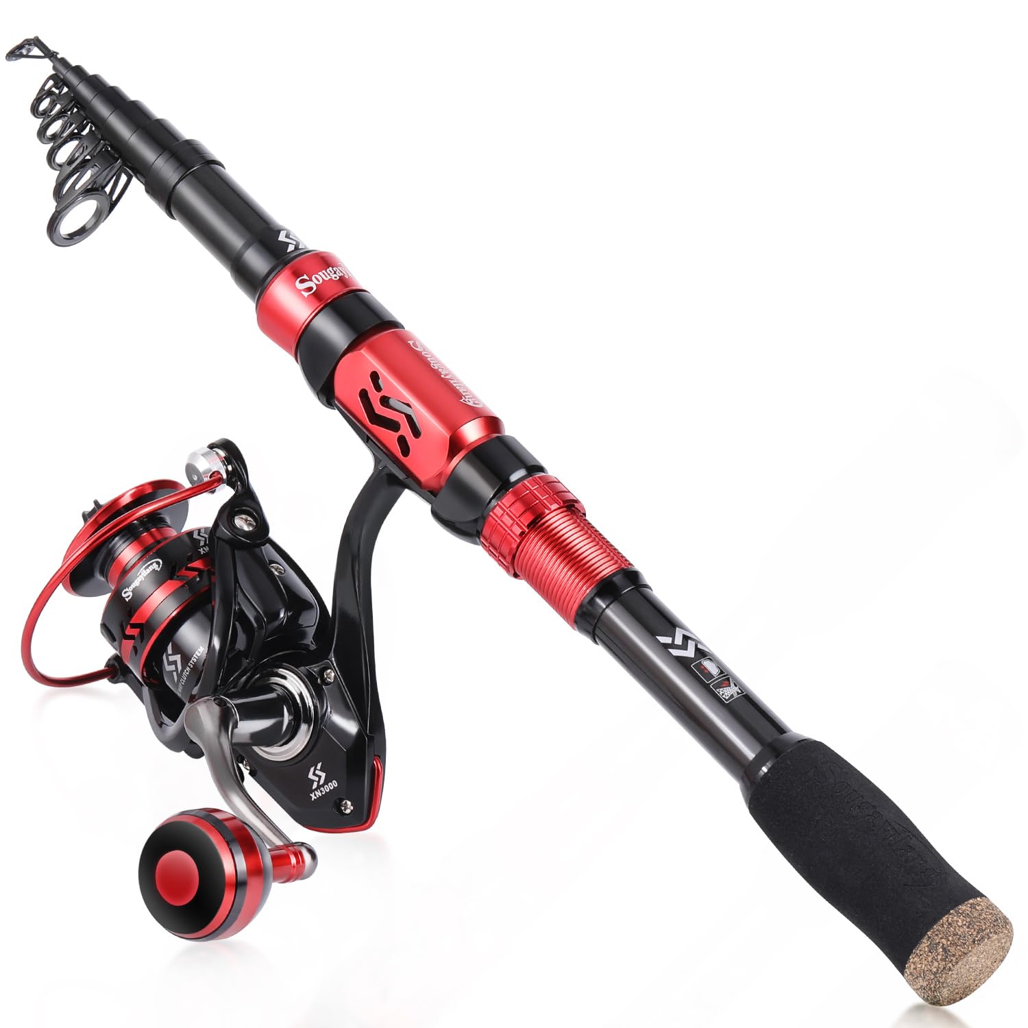 Photo 1 of Sougayilang Fishing Rod and Reel Combos, Telescopic Fishing Pole with 12+1BB Spinning Reel for Travel Saltwater Freshwater Fishing-1.8M Rod with 2000 Reel