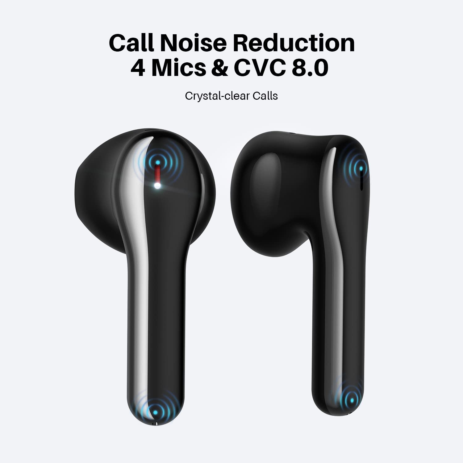 Tribit Wireless Earbuds, Bluetooth 5.2 Earbuds Qualcomm QCC3040, 4Mics CVC 8.0 Call Noise Canceling Crystal-Clear Calls Comfortable EarBuds 32H Playtime Wireless Bluetooth Headphones, FlyBuds C2