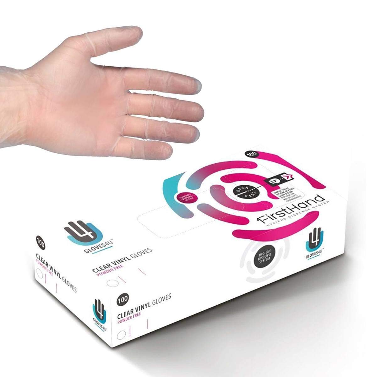 Gloves4u Powder-Free Vinyl Gloves - Clear - Medium (Box of 100)