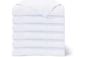 White Queen Size Flat Sheets Only 6 Pack, 100% Cotton Hotel Quality Flat Sheets, Luxury Feel, Wrinkle-Resistant, Soft & Silky Sateen Bed Sheets for Hotel, Spas, Salons, Hospital - Grand Estate Hotel
