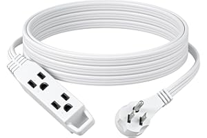 DEWENWILS 15FT Extension Cord with 3-Prong Flat Plug, 16/3 SPT-3 Flat Wire & 3 Grounded Outlets, 13A / 125V / 1625W, Extensio