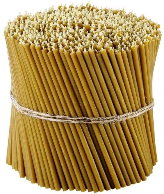 Danilovo Pure Beeswax Candles - Honey-Scented, Decorative Thin Taper Candles - Ideal for Birthday Decoration or Church Prayers - Drip Free, Tall & Smokeless Pack of 200 pcs, 16,5 cm x 5,7 mm