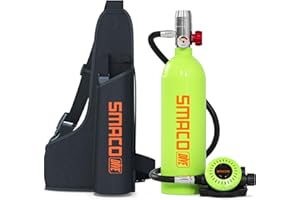 SMACO S400 1L Mini Scuba Tank Up to 20 Min Dive Time, Portable Diving Cylinder for Scuba Diving, Snorkeling &Emergency Rescue