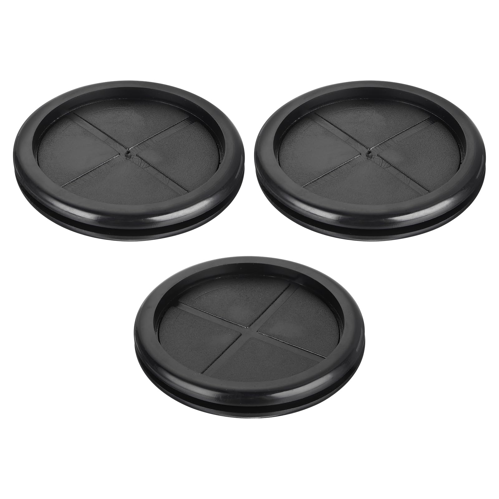 Photo 1 of uxcell 3Pcs Rubber Grommets 2-4/8" (63mm) Drill Hole, 2-1/4" (58mm) ID Double Sided Hole Plugs Ring Gasket for Firewall Cable Wire Protecting, Black