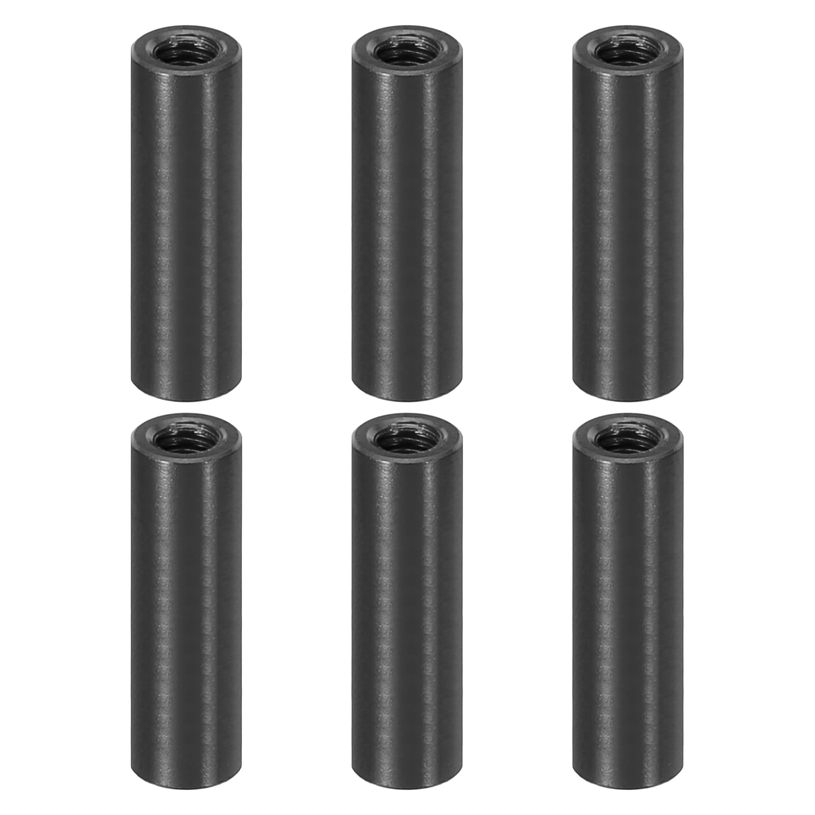 PATIKIL 6pcs M3 Metal Threaded Standoff Spacer Nuts, Round Aluminum Spacers Female Coupling Screws, 1/8" ID x 3/16" OD, Black, (18mm L) โ image 1