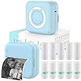 HUIJUTCHEN Mini Blue-Tooth Printer, Wireless Sticker Printer with 10 Rolls Paper for iPhone/Android