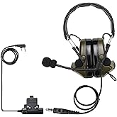 Retevis EHK007 Tactical Headset,Hunting & Shooting Earmuffs with Mic, Sound Amplification, Noise Reduction Walkie Talkie Headset, Compatible with Baofeng UV-5R BF-F8HP PRO AR-5RM RT22 RT86 B3H(1 Pack)
