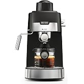 SECPOEDR 3.5Bar Espreeso Machine 4-Cup Compact Coffee Maker 800W Black | Beginner-friendly Espresso Maker with Milk Frother, Fast Brewing, Easy Operation for Home Espresso, Latte and Cappuccino