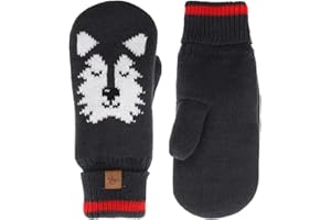 Gertex RCMP Royal Canadian Mounted Police Kids Sherpa Lined Wolf Mittens