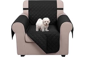 U-NICE HOME Recliner Chair Covers Reversible Chair Cover Pet Covers for Dogs with Elastic Straps Water Resistant Diamond Quilted (23''Recliner Small, Black/Black)