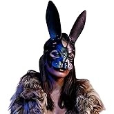 FEHEOO Punk Erotic Face Mask with Wide Waist Strap for Men & Women Cosplay Nightclub & Dance, Party (Bunny Mask), Mardi Gras Valentine's Day