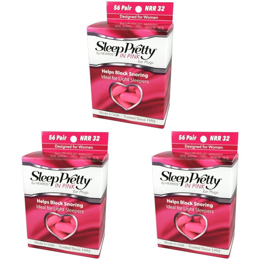 Hearos Sleep Pretty in Pink Women's Ear Plugs, 56 Count (Pack of 3) Image