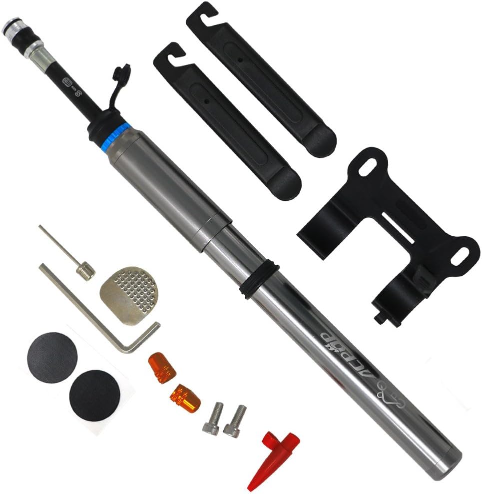 Mini Bicycle Pump for Schrader and Presta Valve, ACPOP High Pressure Bike Air Pump Suitable for BMX, Mountain & Racing / Road Bikes and Basketballs & Footballs - 150 PSI Capacity (Grey)