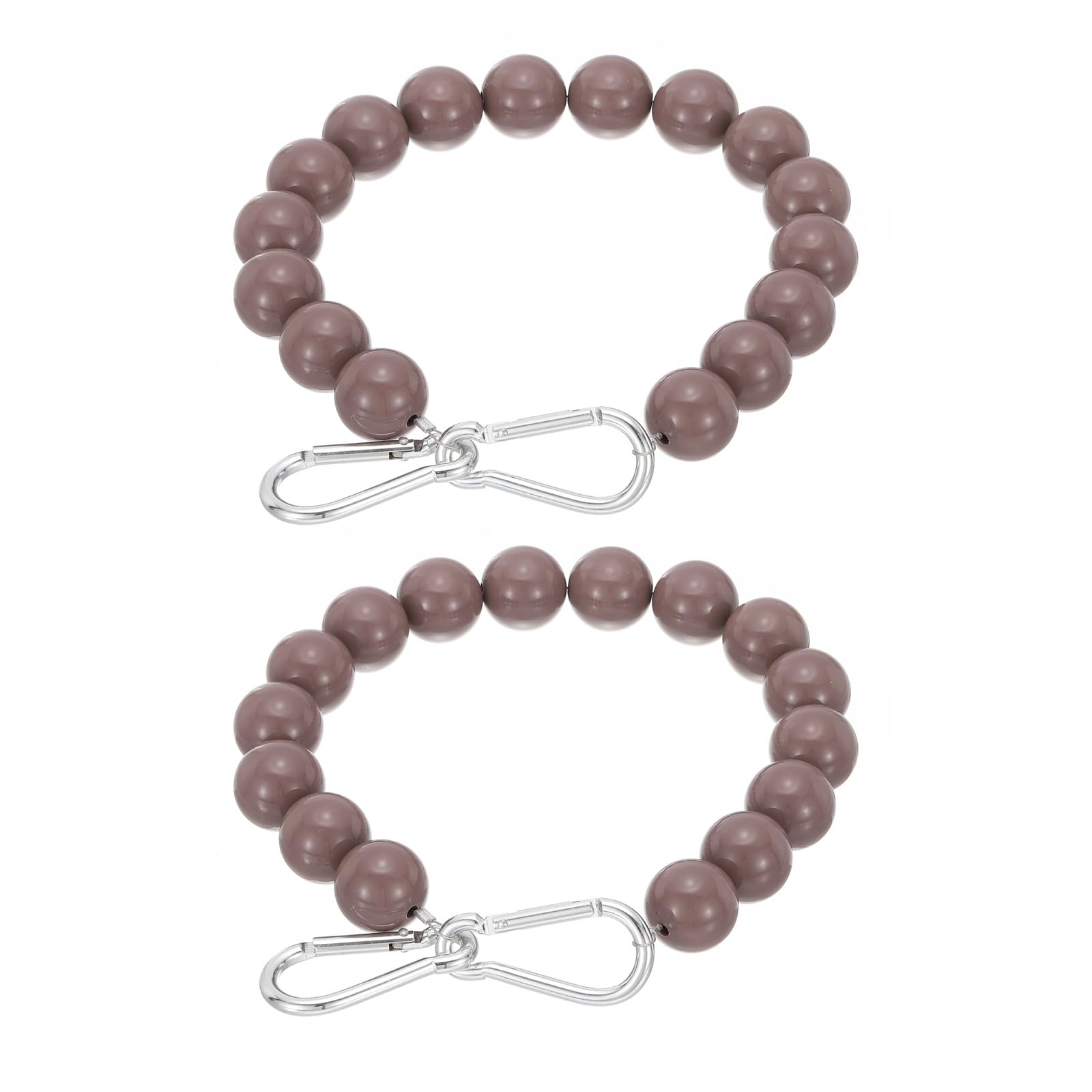 PATIKIL Flagpole Retainer Ring Flag Pole Accessories, 2 Pcs Flag Beaded Mount Ring Keep Flag Close to Pole Weight with Stainless Steel Cable for Indoor Outdoor Flagpole, Brown, 4"