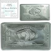 Unique Metals 1 Troy Ounce (Oz) Bullion Titanium Bar Paperweight Metal with Certificate of Authenticity | Made in USA .999 Pure Titanium bar by Unique Metals