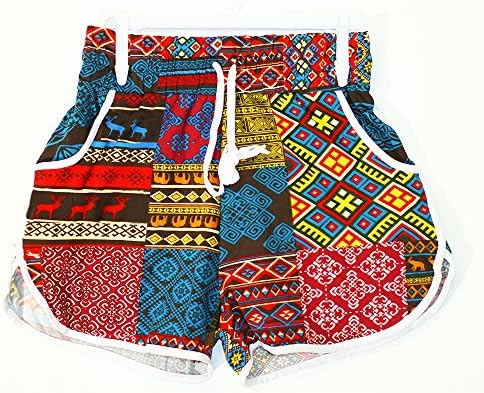 Glass House Apparel Women's Summer Casual High Waist Beach Shorts (Small/Medium, Boho)
