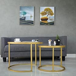 HEONITURE Gold Nesting Coffee Table Set of 2, Small