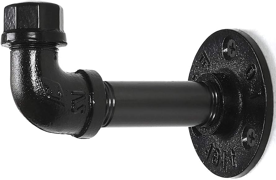 Towel Robe Hook Set, Industrial Iron Pipe Decor Coat Hook for Hanging, Heavy Duty Wall Mounted, Vintage DIY, 3 Pack - - 