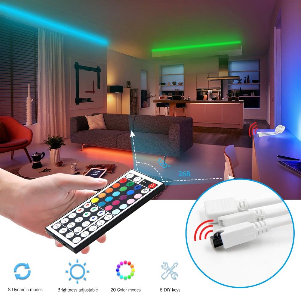 phopollo Led Strip Light, 5m Led Light with 44 Keys Remote - Image 3
