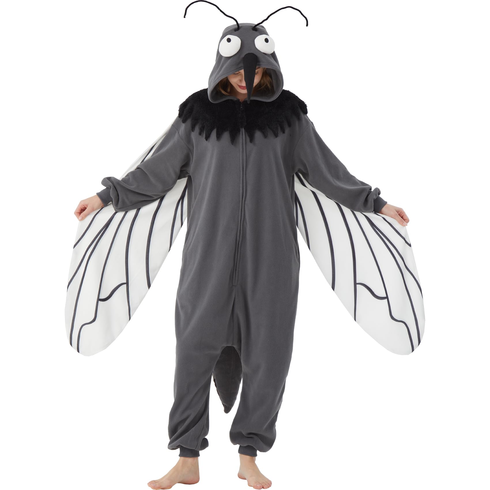 Photo 1 of AIYOUYIYA Adult Mosquito Bug Costume Halloween Onesie Pajamas Fly Insect Cosplay One-Piece for Women and Men