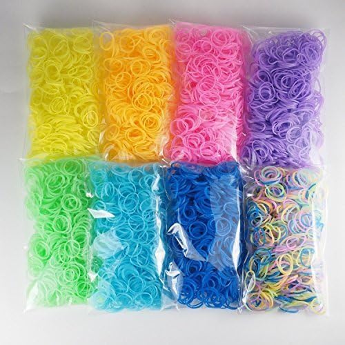 [Pastel fluorescent 8 bags set! Also] Fun Bands LOOM BANDS Room band rubber accessories 11Straps original set of eight ~ 600 pieces = 4800 Fan Room Rainbow Room by 11Straps