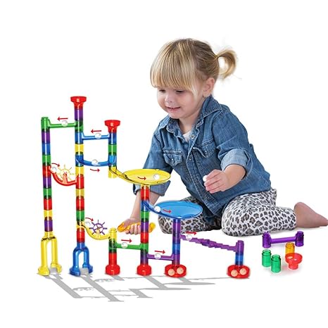 Innoo Tech Kugelbahn Murmelbahn Mehrfarbige 80tlg, DIY Konstruktions Bausteine Spielzeug pädagogisches Lernspielzeug Kinder a