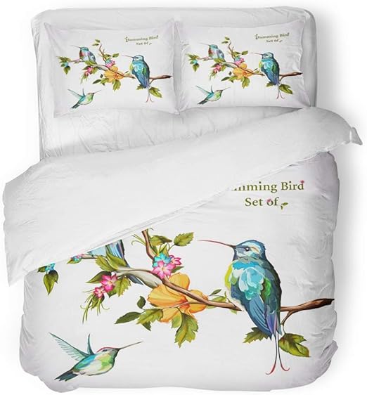 Colorful Hummingbirds Comforter Bedding Set Bedding Set Full 3 Pieces