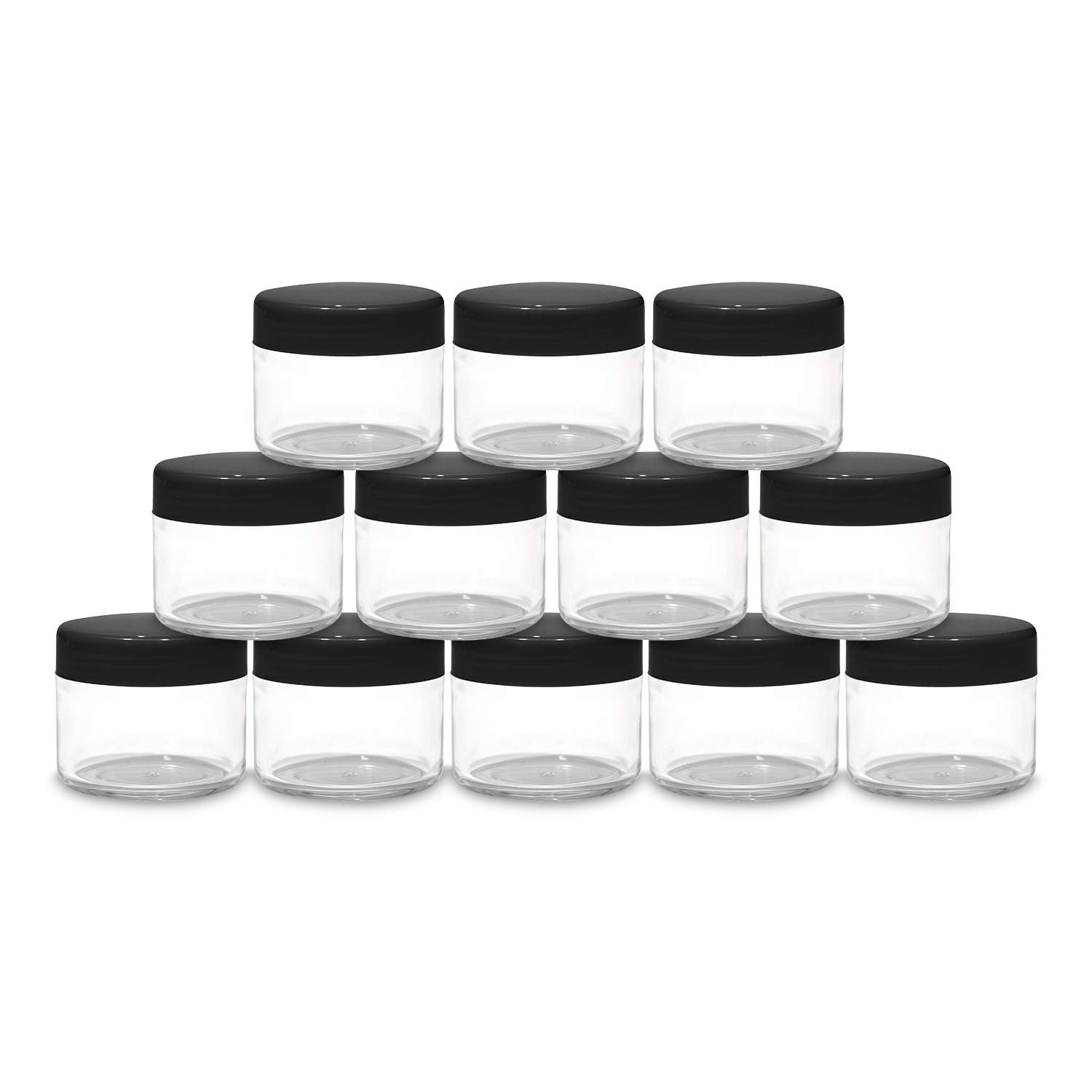 Houseables 20 Gram Jar, 20 ML Jar, 12 Pk, Black, BPA Free, Cosmetic Sample Empty Container, Plastic, Round Pot Screw Cap Lid, Small Tiny 20g Bottle : Beauty