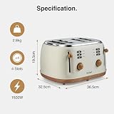 VonShef Fika Kettle & Toaster Set Nordic Cream Wood 1.7L 3000W 4-Slice view 9