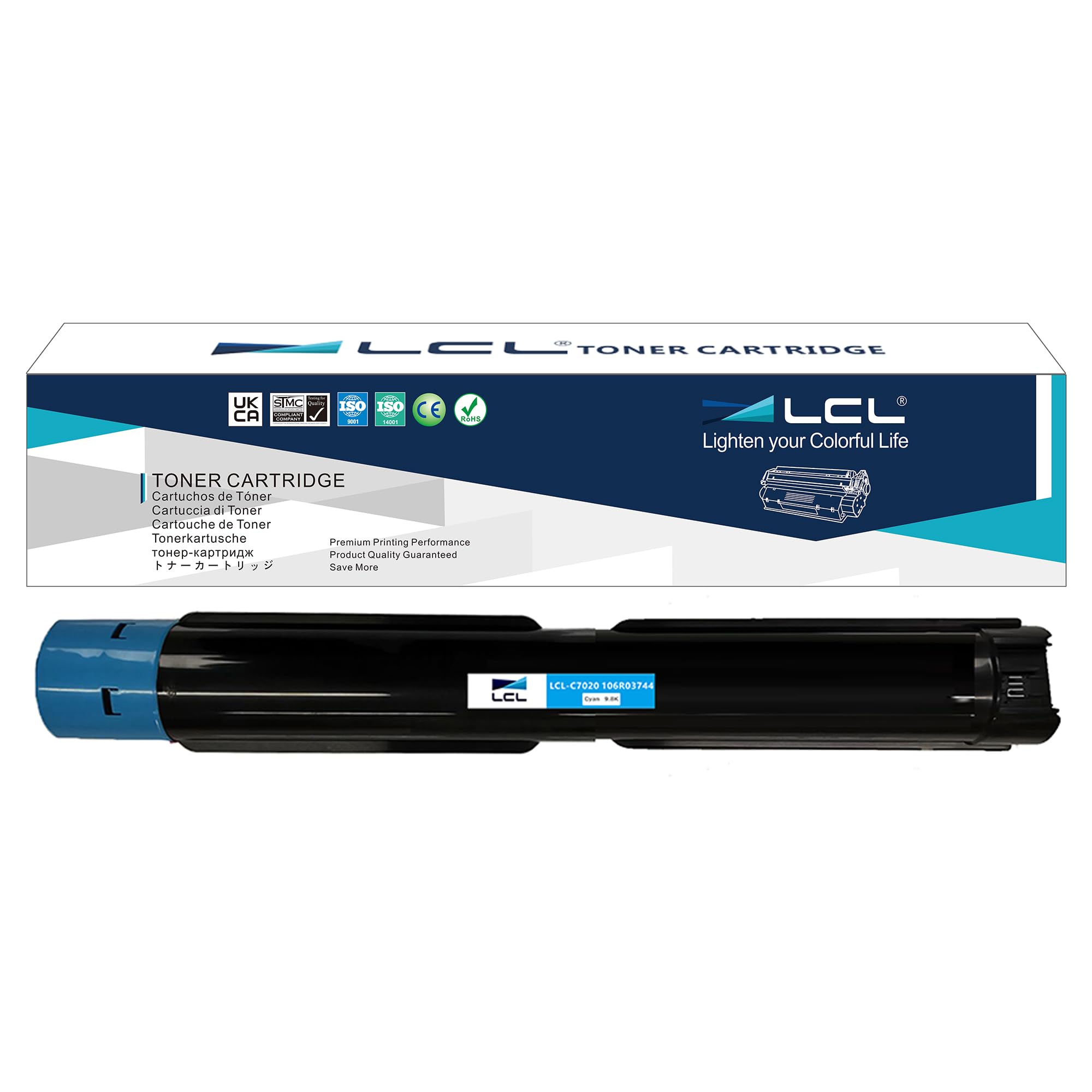 LCL Compatible Toner Cartridge for Xerox Versalink C7020 C7025 C7030 106R03744 Replacement for Xerox Versalink C7020 C7025 C7030 (1PK Cyan)