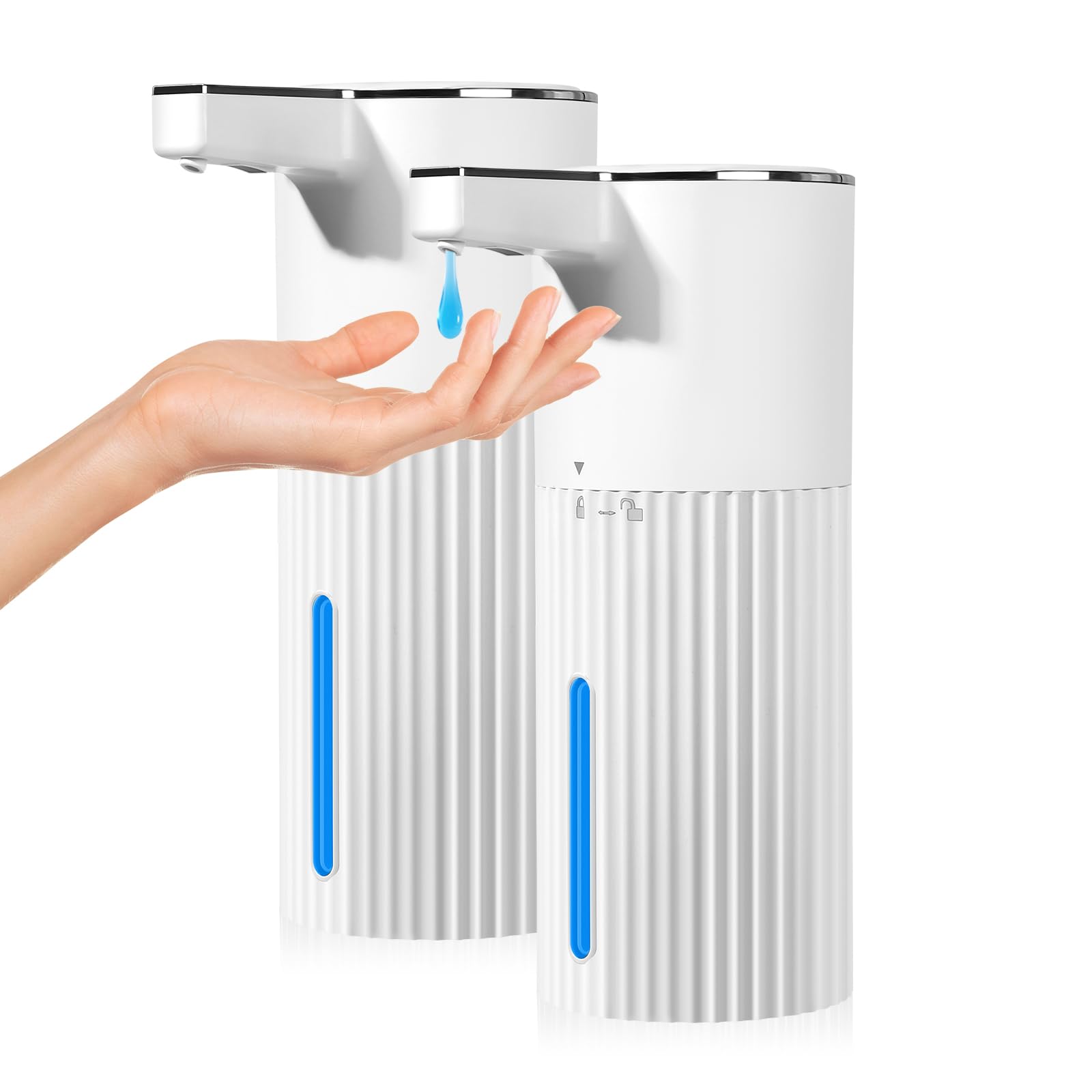 Photo 1 of 2 Pack Automatic Soap Dispenser: 14oz Plastic - Touchless 4 Level Adjustable Wall Mount White Rechargeable Electric Auto Smart Liquid Soap Dispenser Set - Bathroom Kitchen Hand Dish Lotion