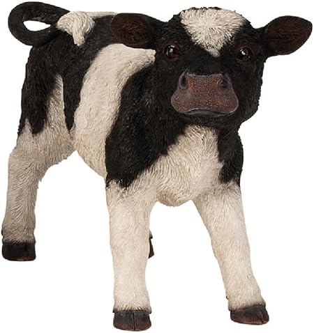 Kuh Figur Kalb Stehend Schwarz Weiss 22 Cm Tierfigur Fur Haus Und Garten Gartenfigur Amazon De Garten