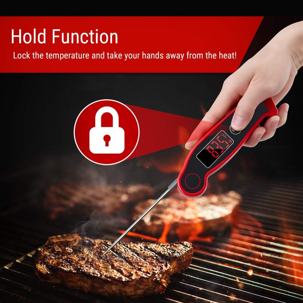 ThermoPro TP19 Waterproof Digital Meat Thermometer for Grilling with Ambidextrous Backlit & Thermocouple Instant Read Thermometer Kitchen Cooking Food Thermometer for Candy Water Oil BBQ Grill Smoker: Kitchen & Dining
