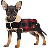 Preferhouse Winter Coat for Small Dogs, Puppy Plaid Jacket, Cotton Coat for Cold Weather, Windproof Warm Dog Garments, Pet Thickened Outfits Indoor Outdoor, Red XS