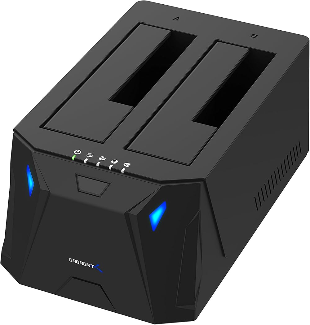 Sabrent Dual HDD Docking Station 2 Bay SATA SSD HDD Cloner USB 3.2 5Gbps EC-HD2B