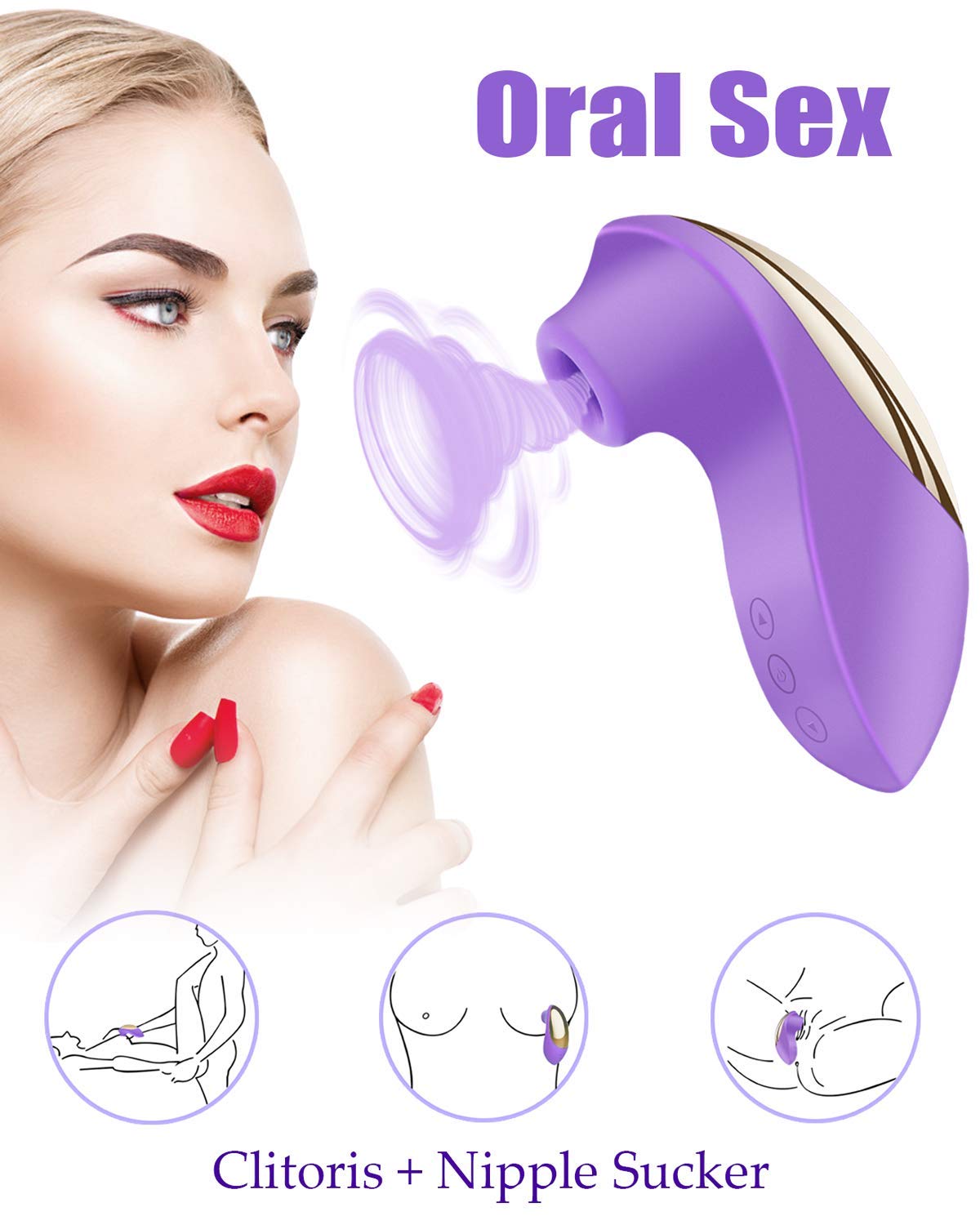 BOMBEX Clitoral Sucking Vibrator - Clit Sucker with 10 Frequencies| Waterproof Rechargeable Nipple Stimulator| Oral Sex Simulator Sex Toy for Women