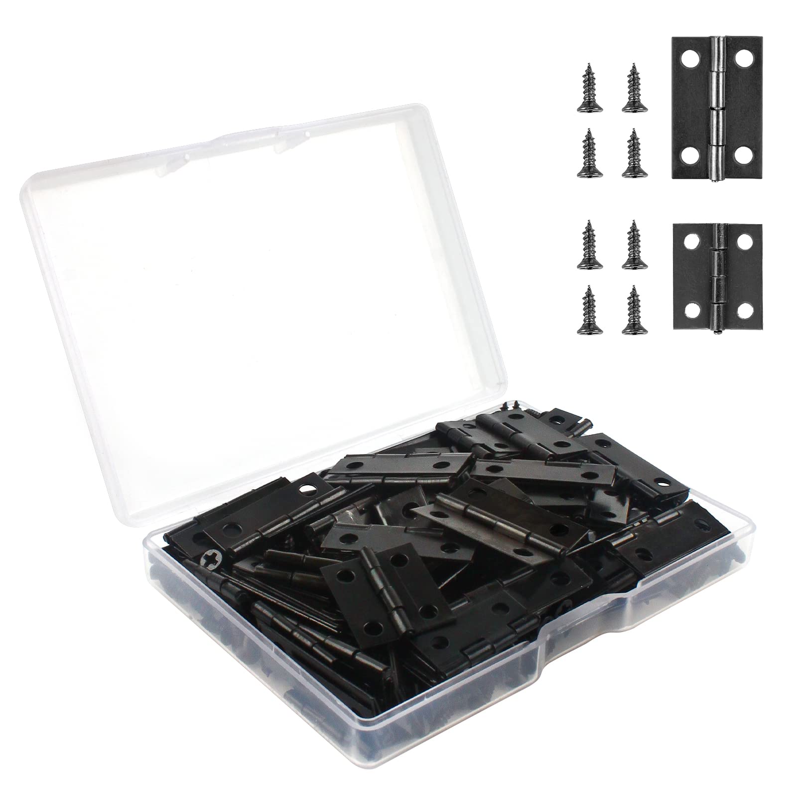 VIPMOON 70 Pcs Small Hinges Set with 300 Screws, 18 x 15mm Mini Cabinet Hinge, Suitable for Jewelry Box, Cabinet, DIY Crafts