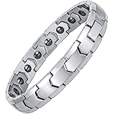 PUJANE Magnetic Hematite Bracelets for Men Women 316L Stainless Steel Power Balance Energy Magnets Stones Bracelet Jewelry Gift with Adjustment Tool