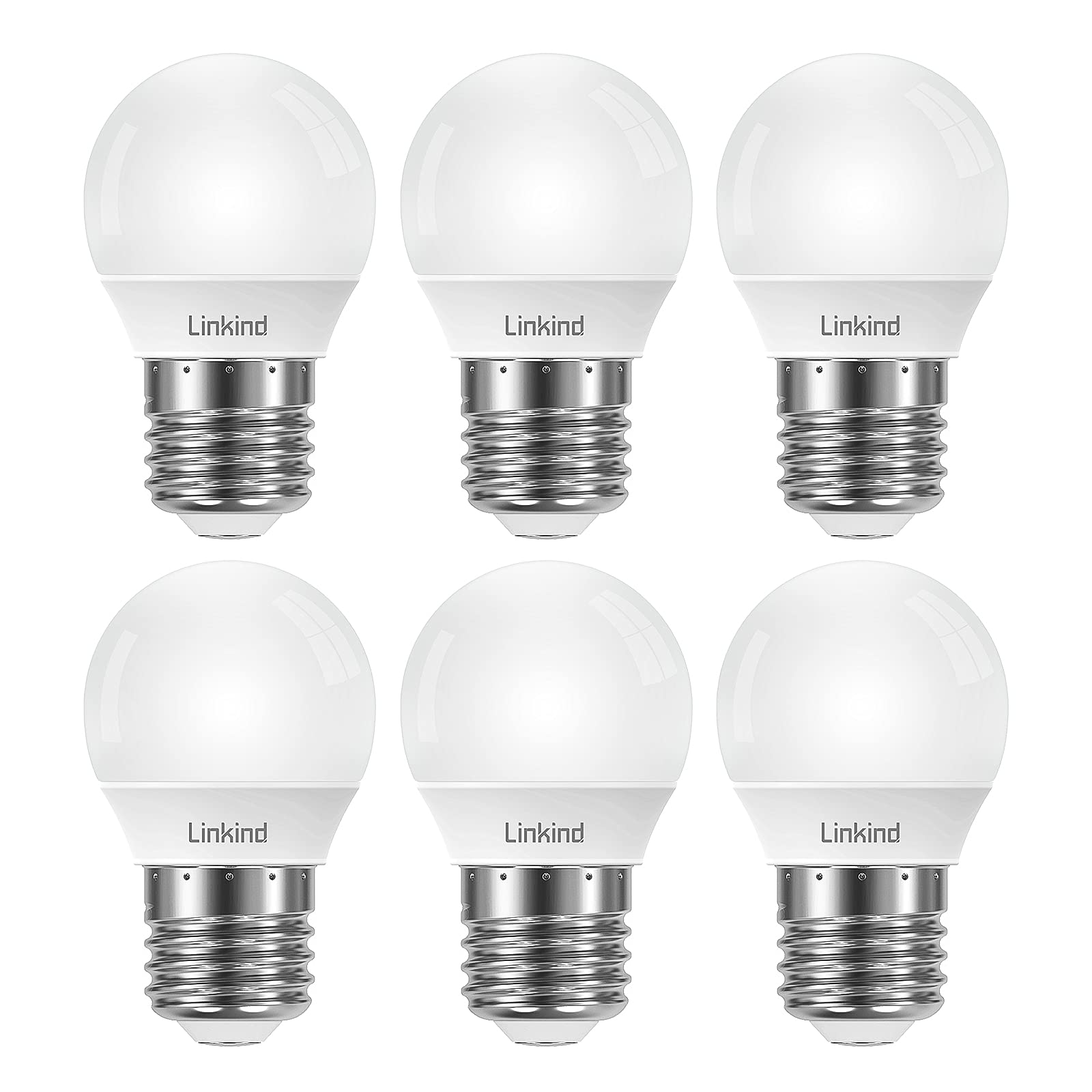 Linkind LED Dimmable Bulb Mini E27 Golf Ball, 6500K Cool Daylight White 4.2W Equivalent 40W, 470lm, G45 Globe ES Edison Screw Bulbs, AC220-240V, Frosted, 6 Pack