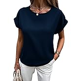 Lynwitkui Womens Summer Short Sleeve Chiffon Blouses Keyhole Back Busines Casual Work ShirtsTops Tops 2025