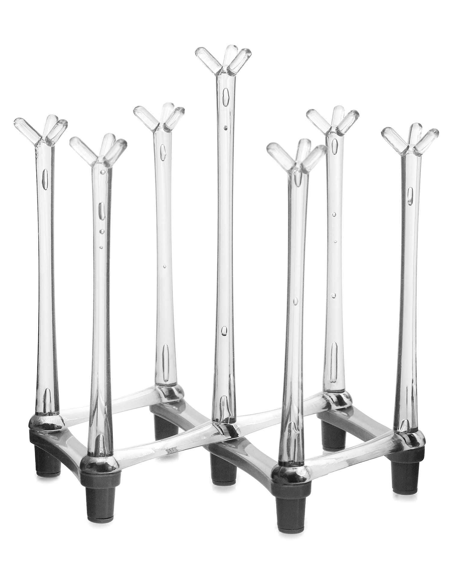 QWORK® extendable Bottle Drainer, draining Bottle Rack, Plastic Dish Drying Rack, Grey