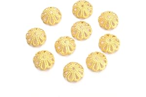 Craftdady 100Pcs 18K Gold Flower Spacer Bead Caps Filigree Metal End Caps for Jewelry Making Hole: 1mm