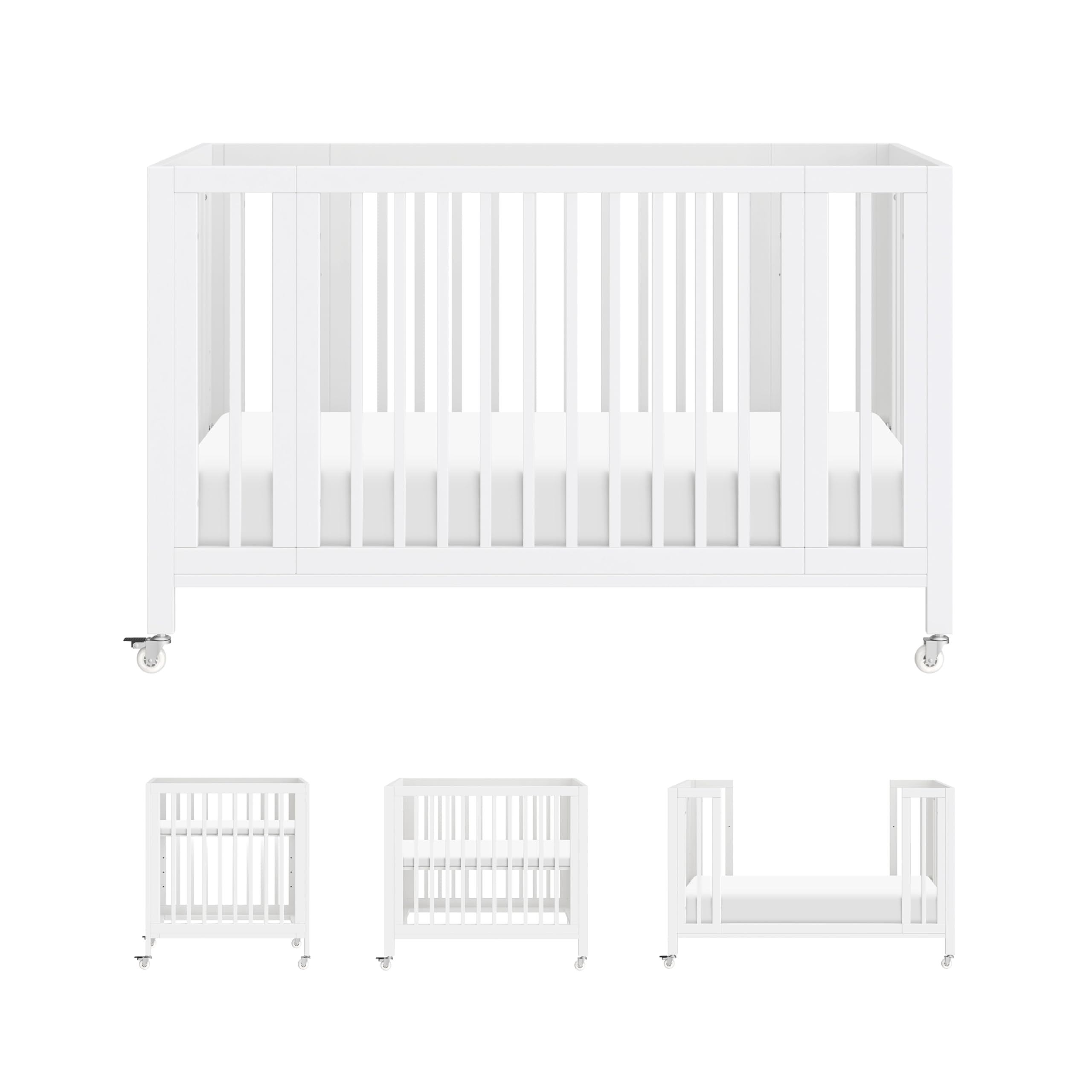 Photo 1 of ** loose hardware**
letto Rolli 9-in-1 Convertible Baby Crib w/Wheels - Includes Pad & Conversion Kits for Bassinet, Standard Crib, Toddler Bed, Daybed & Junior Bed - GREENGUARD Gold - 3 Adjustable Heights - White