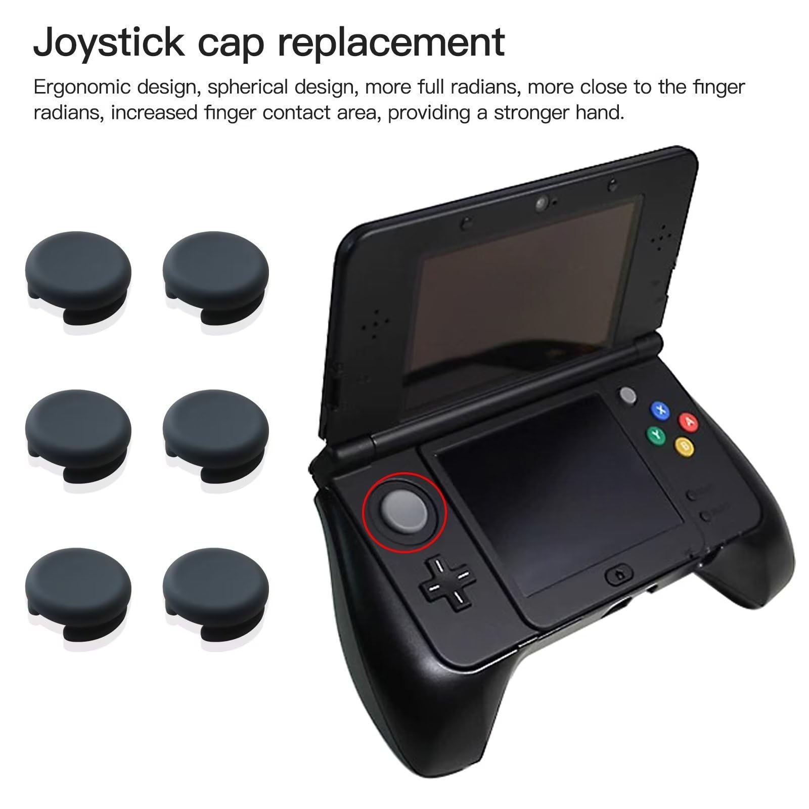 XSPANDER 6-Pack Analog Joystick Cap Thumb Stick Grip Cover Circle Pad Button Replacement Repair Part for Nintendo 3DS, 3DS XL, New 2DS, 2DS XL, 2DS, 3DS