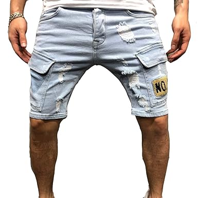 pantaloncini jeans strappati uomo