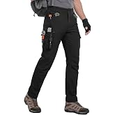 Flyplus Men's Stretch Hiking Pants with Adjustable Cuffs, Lightweight | Quick-Dry Grid Fabric,Waterproof, 8 Multi-Functional Pockets, Elastic Waist for Outdoor/Tactical/Commute