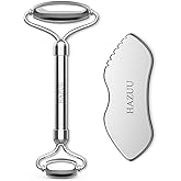 Stainless Steel Gua Sha & Face Rollers - Metal Roller for Eyes & Neck, Anti-Aging Facial Massage Tools, Gua Sha Facial Tool Kit (JGS-1)