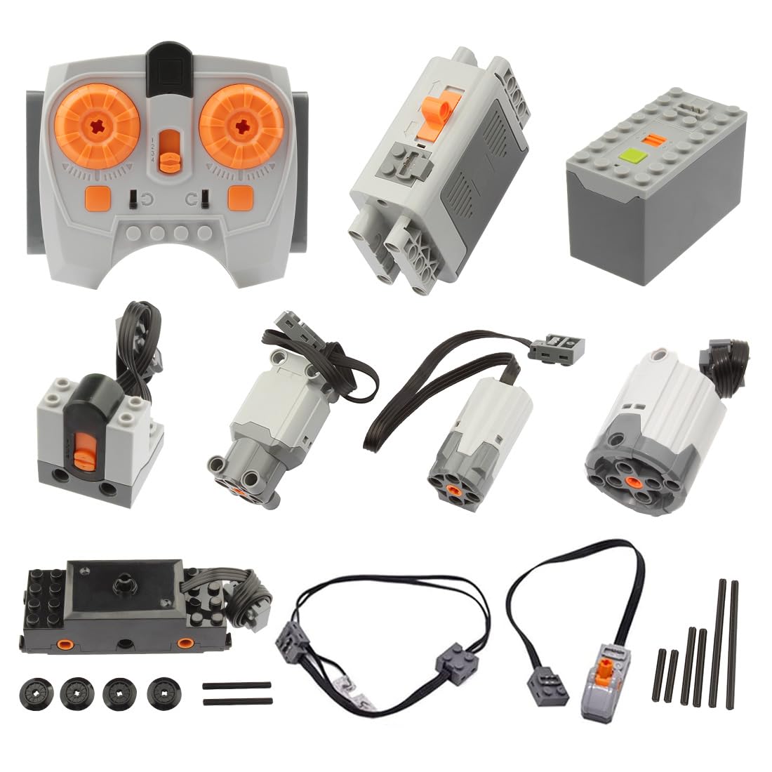 Photo 1 of Piudwe Building Motor Set with Remote Control and Receiver, Servo Motor, L Motor, Battery Box Power Modification Building Set (11 PCS)